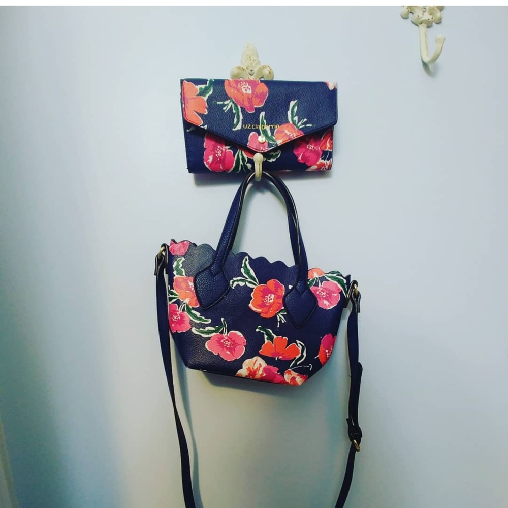 Navy & Floral Purse + Wallet